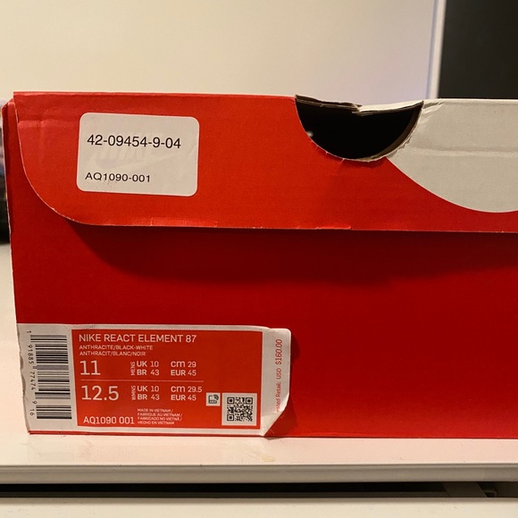 Nike React Element 87 “Anthracite Black” - Size 11 - Picture 5 of 5